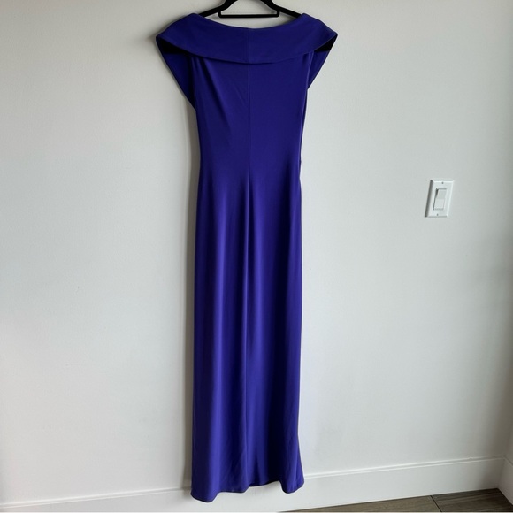 NWT Lauren Ralph Lauren Purple Jersey Off The Shoulder Column Gown Dress Size 0 - Picture 6 of 9